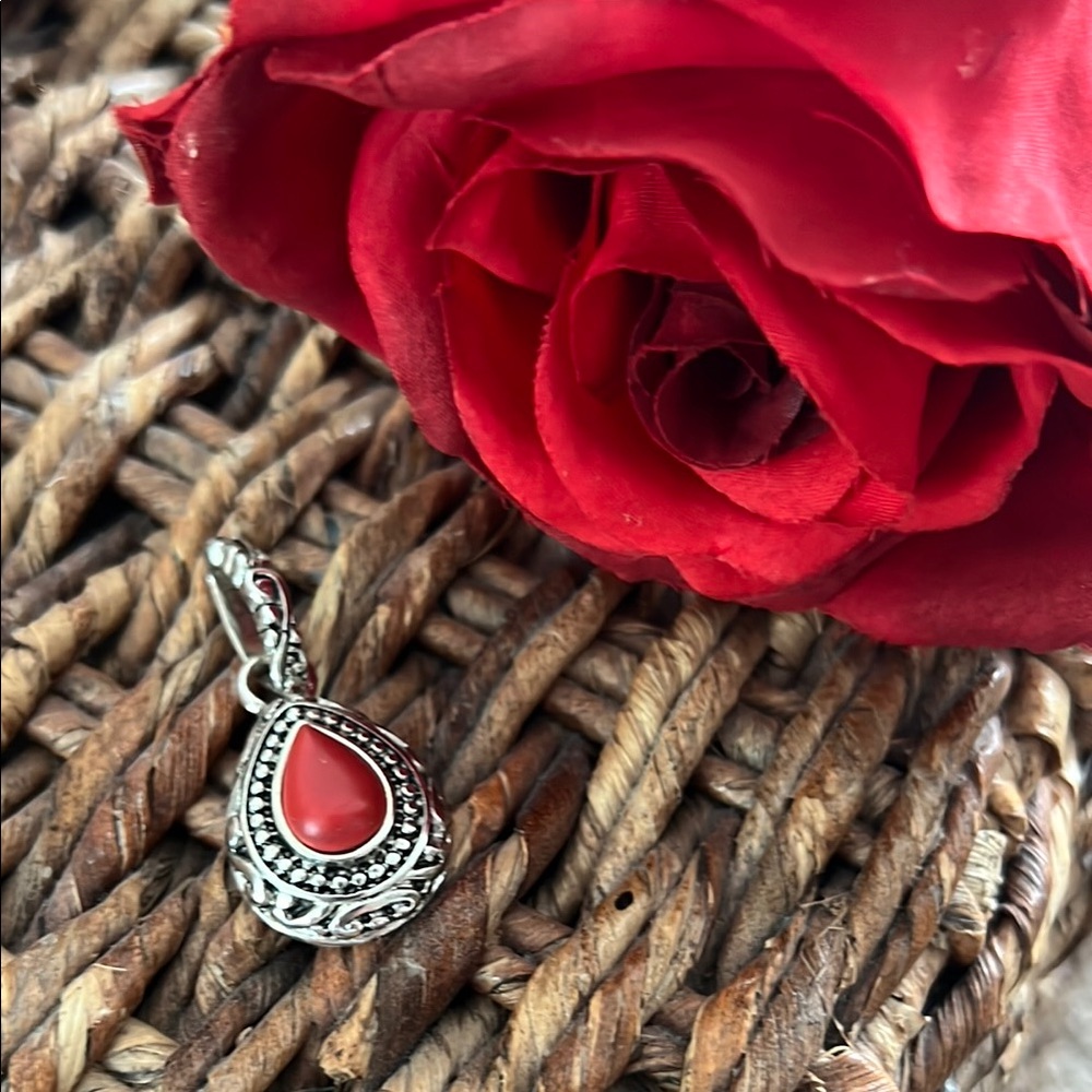 Premier Designs Chili Pepper Southwestern Red and Silver Teardrop Pendant